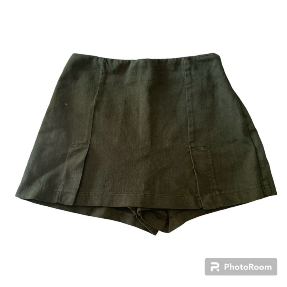NWT Zara Dark Green Denim Mini ‘Skort’ Limited Edition Y2K Style XS